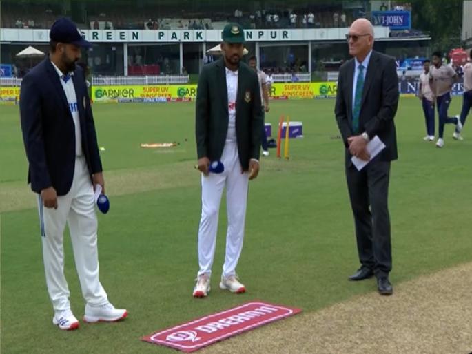 India won the toss and opt to bowl Rohit Sharma Says Play With Same Team Najmul Hossain Shanto Says Taijul and Khaled Two Changes | India vs Bangladesh, 2nd Test : रोहितनं टॉस जिंकला, 'नो चेंज' म्हणत पहिल्यांदा गोलंदाजी करण्याचा निर्णय
