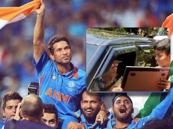 India's great cricketer Sachin Tendulkar's is today 50th birthday, a Marathi fan spoke in Hindi at Bhogwe beach in Sindhudurg, Master Blaster advised him to speak in Marathi  | हिंदीत बोलणाऱ्या मराठी चाहत्याला सचिननं समजावलं; मायबोलीत बोलण्याचा दिला सल्ला