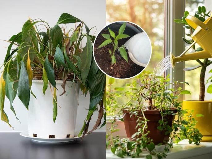 gardening tips How to make indoor plants green again using rice water Organic fertilizer for indoor plants at home Natural nutrients for plants | कोमजलेलं किंवा सुकलेलं इनडोअर प्लांट होईल हिरवंगार, मातीत मिसळा पांढऱ्या रंगाचं पाणी- रोप वाढेल भराभर