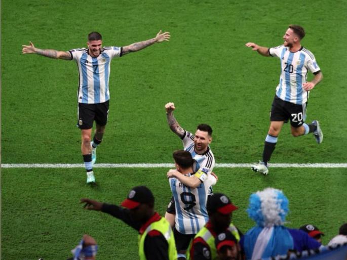 Fifa World Cup 2022, Round 16 : Lionel Messi and Julian Alvarez score as Argentina set up quarterfinal date with the Netherlands!, messi break Cristiano Ronaldo Record | Fifa World Cup 2022 : लिओनेल मेस्सीने मोडला ख्रिस्तियानो रोनाल्डोचा विक्रम, अर्जेंटिनाने पटकावले उपांत्यपूर्व फेरीचे तिकीट Fifa World Cup 2022, Round 16 : Lionel Messi and Julian Alvarez score as Argentina set up quarterfinal date with the Netherlands!, messi break Cristiano Ronaldo Record | Fifa World Cup 2022 : लिओनेल मेस्सीने मोडला ख्रिस्तियानो रोनाल्डोचा विक्रम, अर्जेंटिनाने पटकावले उपांत्यपूर्व फेरीचे तिकीट