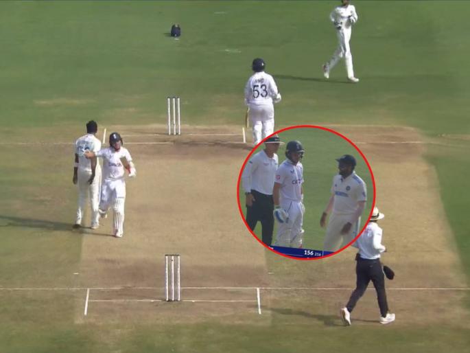 ind vs Eng 1st test match Rajiv Gandhi international Stadium live score board - Ollie Pope collides with Jasprit Bumrah, england batter complaining to rohit sharma  | Video : वातावरण तापले! जसप्रीत बुमराहचा 'खोडसाळपणा'; ऑली पोपची कर्णधार रोहितकडे तक्रार 