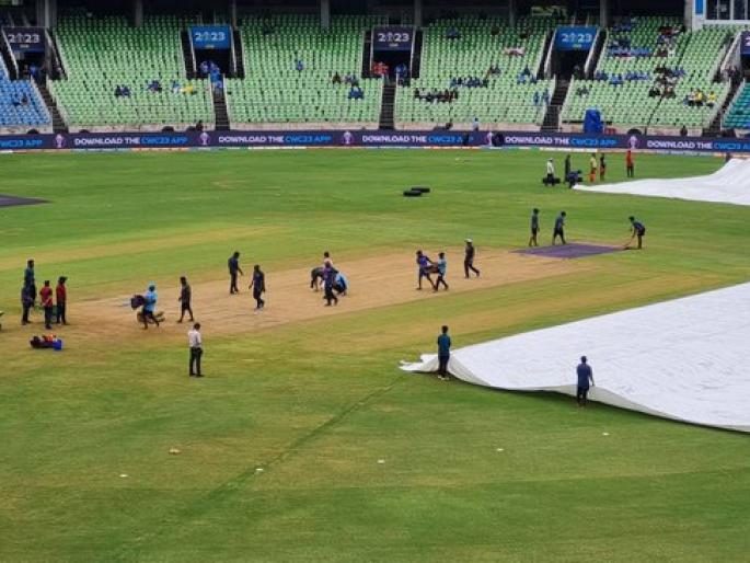 ICC Cricket World Cup Warm-up Matches IND vs NED : India vs Netherlands match has been abandoned due to rain.  | IND vs NED : मोठी बातमी: भारत-नेदरलँड्स यांच्यातला सामना होणार की नाही? ICC ने केली घोषणा