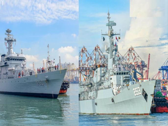 Indian Navy's INS Sukanya and Pakistan's PNS Saif warship face to face, then... | भारतीय नौदलाची INS सुकन्या अन् पाकिस्तानचं PNS सैफ युद्धनौका समोरासमोर, त्यानंतर...