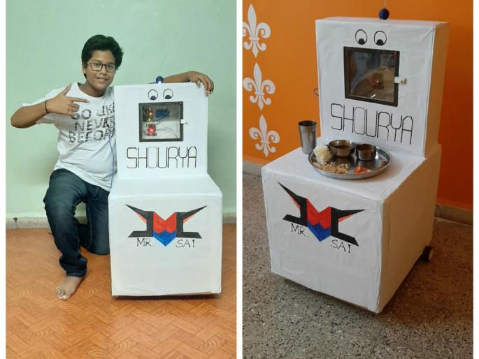 CoronaVirus: Admirable! The seventh standard child created a robot suitable for Corona patients | CoronaVirus : कौतुकास्पद ! सातवीतल्या मुलाने बनवला कोरोनाच्या रुग्णांसाठी उपयुक्त रोबोट