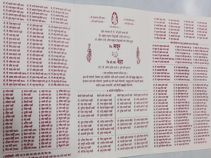 The names of about three and a half hundred invitees in the wedding magazine in Islampur | जाऊदे झाडून! लग्नपत्रिकेत चक्क साडेतीनशे निमंत्रकांची नावे, इस्लामपुरात एकच चर्चा