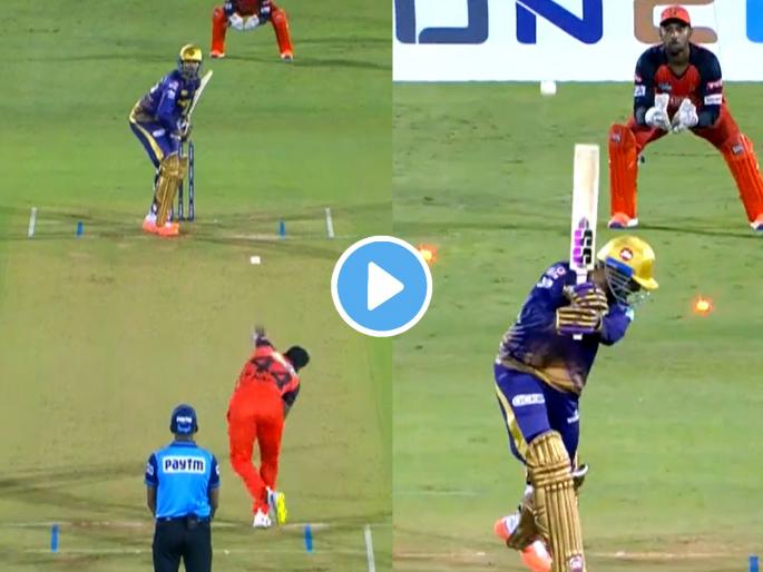 Video Superb In Swing Natarajan clean Bowled to dismiss Venkatesh Iyer IPL 2022 KKR vs SRH | T Natarajan Venkatesh Iyer, IPL 2022 KKR vs SRH Video: सुपर स्विंग! नटराजनचा चेंडू टप्पा पडताच झटकन आतल्या बाजूला वळला अन्...