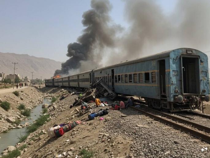 Attack on Jafar Express in Sindh, Pakistan, massive explosion on railway track Train derails | पाकिस्तानच्या सिंधमध्ये जाफर एक्सप्रेसवर हल्ला, रेल्वे ट्रॅकवर भीषण स्फोट; ट्रेन रुळावरून घसरली Attack on Jafar Express in Sindh, Pakistan, massive explosion on railway track Train derails | पाकिस्तानच्या सिंधमध्ये जाफर एक्सप्रेसवर हल्ला, रेल्वे ट्रॅकवर भीषण स्फोट; ट्रेन रुळावरून घसरली