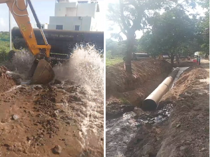 Water supply problem in Chhatrapati Sambhajinagar; A water line burst, sparking in the substation | छत्रपती संभाजीनगरात पाणीपुरवठ्याचे झाले वांधे; जलवाहिनी फोडली, सबस्टेशनमध्ये स्पार्किंग Water supply problem in Chhatrapati Sambhajinagar; A water line burst, sparking in the substation | छत्रपती संभाजीनगरात पाणीपुरवठ्याचे झाले वांधे; जलवाहिनी फोडली, सबस्टेशनमध्ये स्पार्किंग