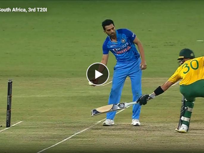 IND vs SA 3rd T20I Live Updates : A warning by Deepak Chahar for a non striker's end run out, he didn't run Tristan Stubbs out while backing too far, Video | IND vs SA 3rd T20I Live Updates : Deepak Chahar ने वॉर्निंग देऊन सोडले, Mumbai Indiasच्या युवा खेळाडूने मग फटके मारले, Video 