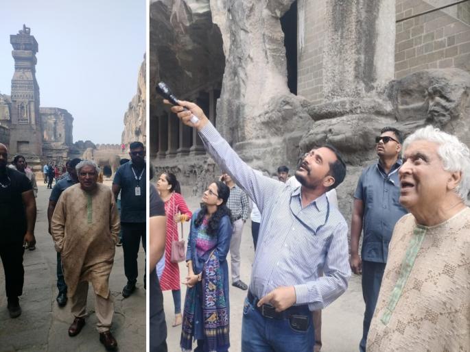 Wow, only heard so far, Ellora Caves are awesome; Javed Akhtar was impressed | वाहह, आतापर्यंत फक्त ऐकले होते, अद्भुत आहेत वेरूळ लेण्या; जावेद अख्तर भारावले Wow, only heard so far, Ellora Caves are awesome; Javed Akhtar was impressed | वाहह, आतापर्यंत फक्त ऐकले होते, अद्भुत आहेत वेरूळ लेण्या; जावेद अख्तर भारावले