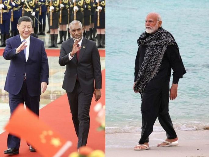 Maldives President Mohammad Muijju has returned home after a five-day visit to China. | 'आम्हाला धमकावण्याचा कोणाला अधिकार नाही'; चीनमधून परतताच मुइज्जू यांनी डिवचले! Maldives President Mohammad Muijju has returned home after a five-day visit to China. | 'आम्हाला धमकावण्याचा कोणाला अधिकार नाही'; चीनमधून परतताच मुइज्जू यांनी डिवचले!
