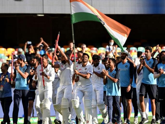 Team India's tricolor hoisted in GABA after 12,045 days; Victory scenes in Australia | तब्बल १२ हजार ४५ दिवसांनी गाबामध्ये फडकविला भारताचा तिरंगा; ऑस्ट्रेलियाचही केलं 'गर्वहरण'