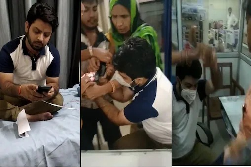hisar girl made video of doctor resting on duty doctor snatched the phone she slapped | ...अन् ड्यूटीवर आराम करणाऱ्या डॉक्टरला तरुणीने लगावली कानशिलात; Video जोरदार व्हायरल hisar girl made video of doctor resting on duty doctor snatched the phone she slapped | ...अन् ड्यूटीवर आराम करणाऱ्या डॉक्टरला तरुणीने लगावली कानशिलात; Video जोरदार व्हायरल
