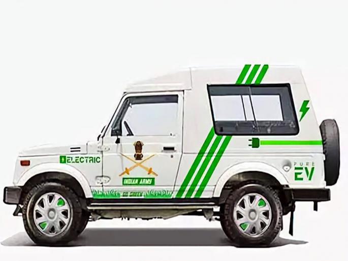 Introducing electric version of Maruti Gypsy SUV retrofitted with Indian Army see look photos | Maruti Gypsy चं इलेक्ट्रीक व्हर्जन सादर, भारतीय लष्करासाटी रेट्रोफिट झाली SUV Introducing electric version of Maruti Gypsy SUV retrofitted with Indian Army see look photos | Maruti Gypsy चं इलेक्ट्रीक व्हर्जन सादर, भारतीय लष्करासाटी रेट्रोफिट झाली SUV