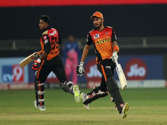 SRH vs RR Latest News: Hyderabad win by 8 wickets; Shankar jumped to 5th position in the standings | SRH vs RR Latest News: हैदराबादचा ८ विकेट्सने विजय; शंकर, पांडेच्या फलंदाजीच्या जोरावर गुणतक्यात ५व्या स्थानी झेप