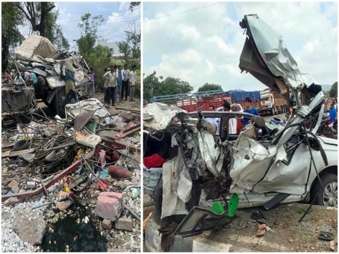 A trailer with brake failure becomes the death knell; 11 vehicles hit, 10 killed including three students | ब्रेक निकामी झालेला ट्रेलर बनला मृत्युदूत; ११ वाहनांना धडक, तीन विद्यार्थ्यांसह १० ठार A trailer with brake failure becomes the death knell; 11 vehicles hit, 10 killed including three students | ब्रेक निकामी झालेला ट्रेलर बनला मृत्युदूत; ११ वाहनांना धडक, तीन विद्यार्थ्यांसह १० ठार