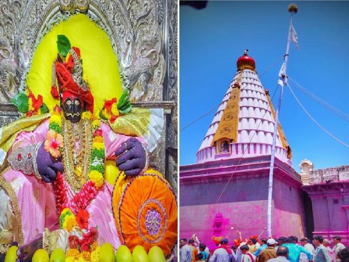 At the time of Padva the first Sasankathi was entered on Jotiba Temple | Jyotiba Temple: पाडव्याच्या मुहूर्तावर जोतिबा डोंगरावर पहिली मानाची सासनकाठी दाखल At the time of Padva the first Sasankathi was entered on Jotiba Temple | Jyotiba Temple: पाडव्याच्या मुहूर्तावर जोतिबा डोंगरावर पहिली मानाची सासनकाठी दाखल