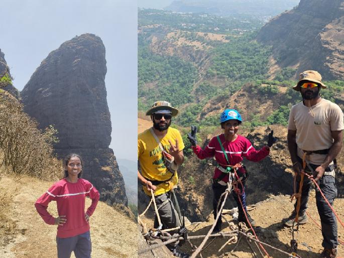 Disabled climber Kajal Kamble from Sangli dedicated her success to Dr. Babasaheb Ambedkar by scaling the 300 foot Hawthorn Cone in Lonavala | सांगलीच्या दिव्यांग काजलने नागफणी सुळक्यावरून दिली बाबासाहेबांना मानवंदना Disabled climber Kajal Kamble from Sangli dedicated her success to Dr. Babasaheb Ambedkar by scaling the 300 foot Hawthorn Cone in Lonavala | सांगलीच्या दिव्यांग काजलने नागफणी सुळक्यावरून दिली बाबासाहेबांना मानवंदना
