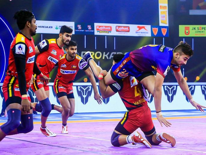 Pro Kabaddi League 2021-22: Delhi's 'Dabanggiri' inflicted the biggest defeat! The winds of Bangalore alone rocked the entire team | Pro Kabaddi League 2021-22: दिल्लीची 'दबंगगिरी' घातली घशात, केला सर्वात मोठा पराभव! बंगळुरूच्या पवनने एकट्यानेच अख्ख्या संघाला लोळवलं Pro Kabaddi League 2021-22: Delhi's 'Dabanggiri' inflicted the biggest defeat! The winds of Bangalore alone rocked the entire team | Pro Kabaddi League 2021-22: दिल्लीची 'दबंगगिरी' घातली घशात, केला सर्वात मोठा पराभव! बंगळुरूच्या पवनने एकट्यानेच अख्ख्या संघाला लोळवलं