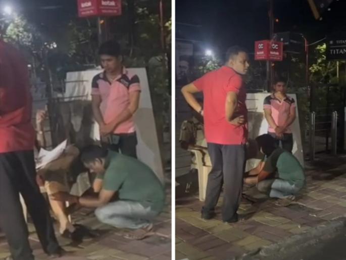 The police during the blockade A young man pressed his feet type of Kalyaninagar area | Video: नाकाबंदी दरम्यान पोलिसाचा प्रताप! चक्क एका युवकाकडून पाय दाबून घेतले, कल्याणीनगर भागातील प्रकार The police during the blockade A young man pressed his feet type of Kalyaninagar area | Video: नाकाबंदी दरम्यान पोलिसाचा प्रताप! चक्क एका युवकाकडून पाय दाबून घेतले, कल्याणीनगर भागातील प्रकार