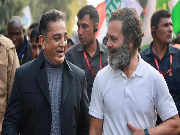 south superstar kamal haasan congratulates congress rahul gandhi karnataka election 2023 result shares special post | अभिनंदन! गांधीजींप्रमाणेच तुम्ही महासत्तेला हादरा दिलात; कमल हसन यांची राहुल गांधींसाठी खास पोस्ट south superstar kamal haasan congratulates congress rahul gandhi karnataka election 2023 result shares special post | अभिनंदन! गांधीजींप्रमाणेच तुम्ही महासत्तेला हादरा दिलात; कमल हसन यांची राहुल गांधींसाठी खास पोस्ट