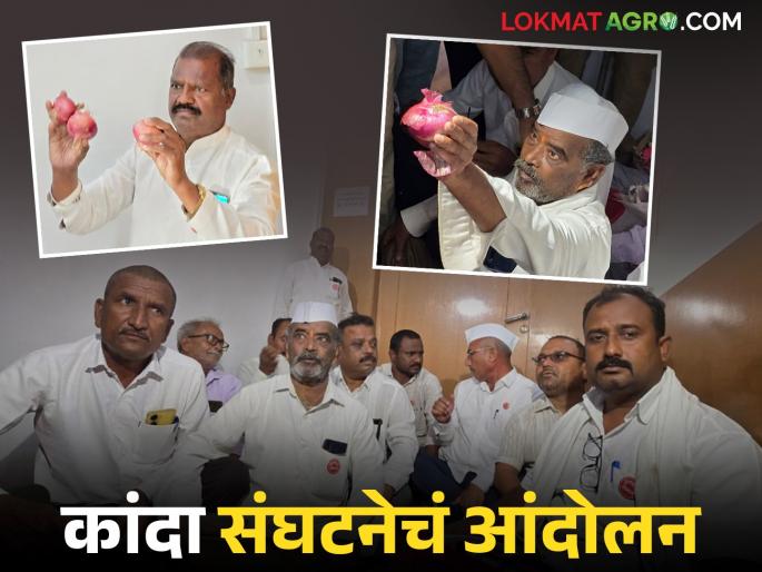 Latest News onion producers' farmers' association protest at Nashik District Collectorate | हातात कांदे अन् भाकर, नाशिक जिल्हाधिकारी कार्यालयात कांदा उत्पादक शेतकरी संघटनेचे आंदोलन