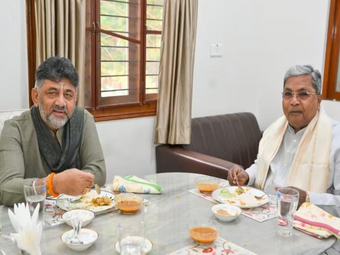 After tension over the Chief Minister's post, a meeting and a hot breakfast, will the differences between Siddaramaiah and Shivakumar be resolved? | मुख्यमंत्रिपदावरून तणावानंतर सिद्धारामैय्या आणि शिवकुमार यांच्यात 'ब्रेकफास्ट पे चर्चा', मतभेद मिटणार?काँग्रेसमधील संकट टळणार?
