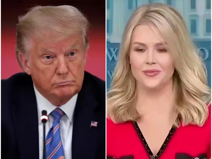 White House press secretary Karoline Leavitt claim that the dress was made in China | ट्रम्प यांच्या प्रेस सेक्रेटरीच्या ड्रेसवरुन नवा वाद; 'मेड इन चायना' ड्रेस घालून ढोंगीपणा करत असल्याची टीका White House press secretary Karoline Leavitt claim that the dress was made in China | ट्रम्प यांच्या प्रेस सेक्रेटरीच्या ड्रेसवरुन नवा वाद; 'मेड इन चायना' ड्रेस घालून ढोंगीपणा करत असल्याची टीका