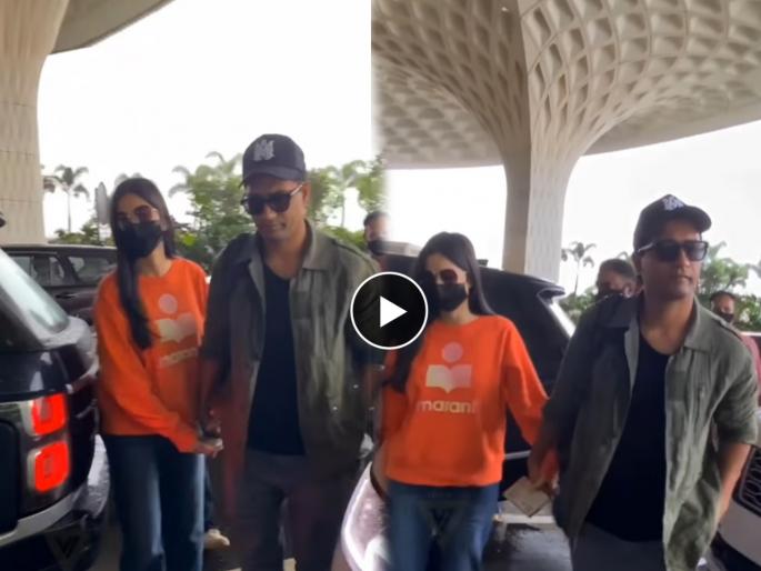 Katrina Kaif Spotted With Husband on mumbai airport | प्रेग्नेंन्सीच्या चर्चेदरम्यान पतीसोबत स्पॉट झाली कतरिना कैफ, लूज टॉपमध्ये लपवत होती बेबी बम्प? Katrina Kaif Spotted With Husband on mumbai airport | प्रेग्नेंन्सीच्या चर्चेदरम्यान पतीसोबत स्पॉट झाली कतरिना कैफ, लूज टॉपमध्ये लपवत होती बेबी बम्प?