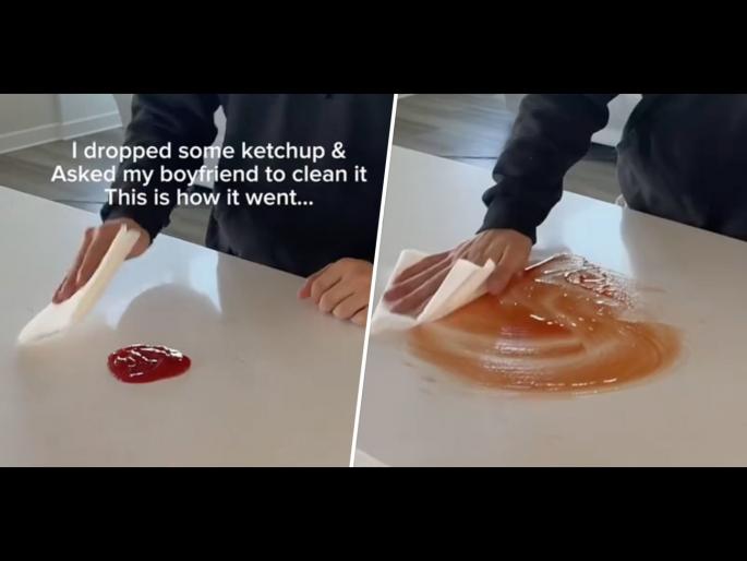 ketchup challenge : Social media tiktok test of relationship women shares video of partners | अजब चॅलेंज! रिलेशनशिप किती मजबूत जाणून घेण्यासाठी महिलांनी सुरू केलं 'हे' चॅलेंज ketchup challenge : Social media tiktok test of relationship women shares video of partners | अजब चॅलेंज! रिलेशनशिप किती मजबूत जाणून घेण्यासाठी महिलांनी सुरू केलं 'हे' चॅलेंज