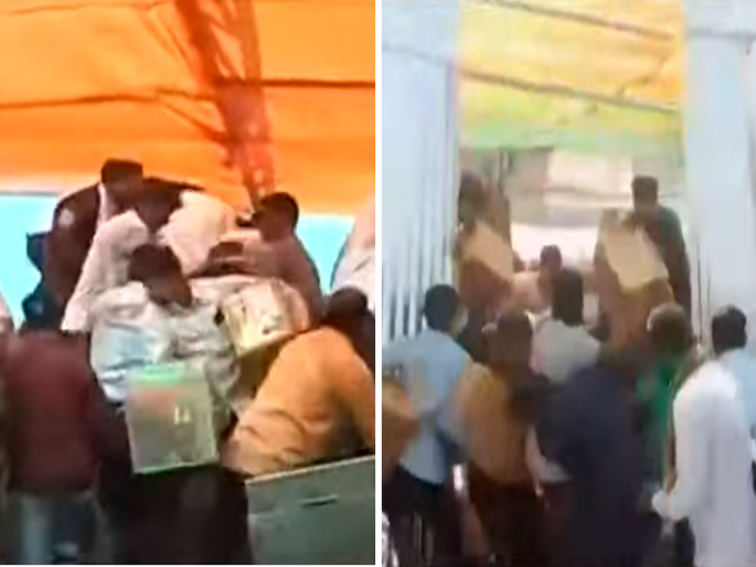 Boxes looted in front of Deputy Chief Minister Devendra Fadnavis; Confusion in the program in Gangapur | Video: देवेंद्र फडणवीसांच्या समोर खोक्यांची पळवापळवी; गंगापूरमध्ये कार्यक्रमात गोंधळ Boxes looted in front of Deputy Chief Minister Devendra Fadnavis; Confusion in the program in Gangapur | Video: देवेंद्र फडणवीसांच्या समोर खोक्यांची पळवापळवी; गंगापूरमध्ये कार्यक्रमात गोंधळ