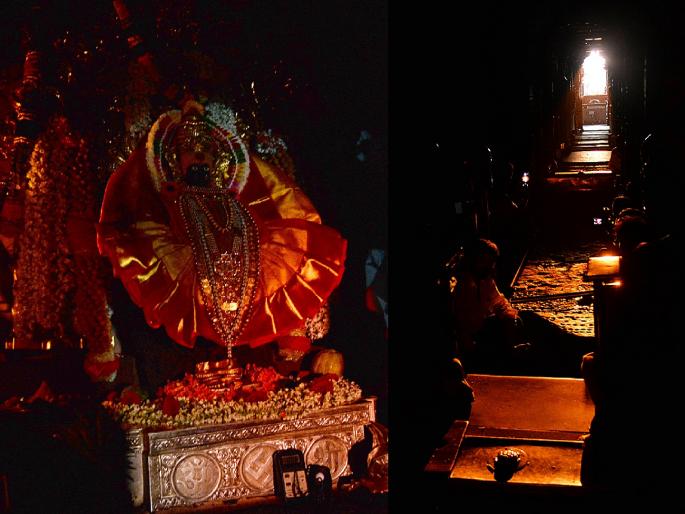 Karvir resident Ambabai On the third day of Dakshinayan Kirontsava, the rays of the setting sun reached the waist of Ambabai | Kirnotsav: अंबाबाईच्या कमरेपर्यंत पोहोचली सूर्यकिरणे Karvir resident Ambabai On the third day of Dakshinayan Kirontsava, the rays of the setting sun reached the waist of Ambabai | Kirnotsav: अंबाबाईच्या कमरेपर्यंत पोहोचली सूर्यकिरणे