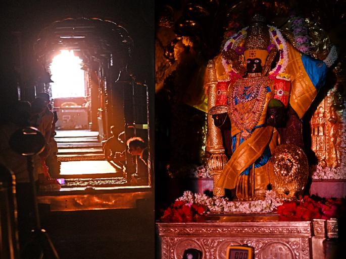 Kirnotsav was held in full capacity due to the lack of a pavilion in front of Ambabai temple in Kolhapur, an opportunity to change the arch design before construction | Kolhapur: अंबाबाई मंदिरासमोरील मंडप नसल्याने किरणोत्सव झाला पूर्णक्षमतेने, बांधकामापूर्वी कमानीची रचना बदलण्याची संधी Kirnotsav was held in full capacity due to the lack of a pavilion in front of Ambabai temple in Kolhapur, an opportunity to change the arch design before construction | Kolhapur: अंबाबाई मंदिरासमोरील मंडप नसल्याने किरणोत्सव झाला पूर्णक्षमतेने, बांधकामापूर्वी कमानीची रचना बदलण्याची संधी
