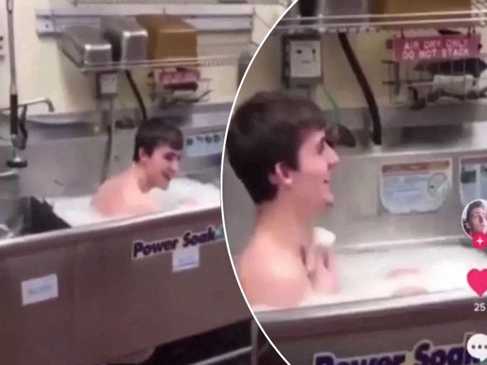 Restaurant employee takes bath in kitchen sink in viral video | बोंबला! प्रसिद्ध हॉटेलच्या किचनमध्येच कर्मचाऱ्याने केली आंघोळ, व्हिडीओ व्हायरल झाला भौ! Restaurant employee takes bath in kitchen sink in viral video | बोंबला! प्रसिद्ध हॉटेलच्या किचनमध्येच कर्मचाऱ्याने केली आंघोळ, व्हिडीओ व्हायरल झाला भौ!
