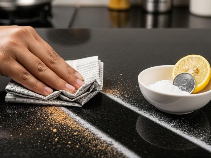 Kitchen Slab Cleaning Tricks kitchen slab cleaning hacks how to clean kitchen slab naturally easy tips to clean kitchen platform best home remedies for kitchen slab cleaning | स्वयंपाकघरातील ओटा झाला चिकट - तेलकट? वापरा ५ रुपयांची पांढरी पावडर - ओटा दिसेल लख्ख...