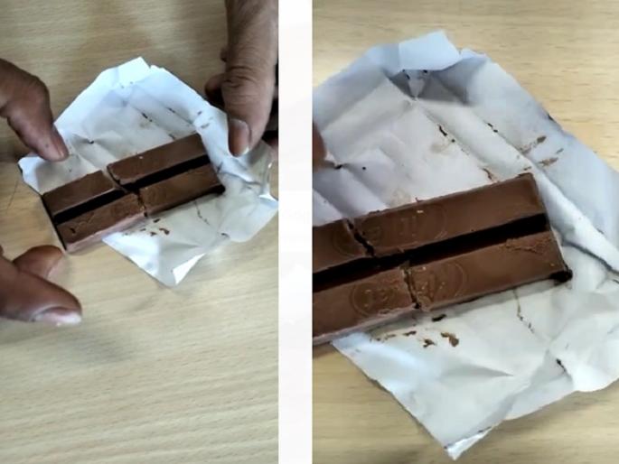 Worms in KitKat chocolate in Nanded, consumer complains to Food and Drug Administration | नांदेडमध्ये किटकॅट चॉकलेटमध्ये निघाली अळी, ग्राहकाची अन्न व औषध प्रशासनाकडे तक्रार Worms in KitKat chocolate in Nanded, consumer complains to Food and Drug Administration | नांदेडमध्ये किटकॅट चॉकलेटमध्ये निघाली अळी, ग्राहकाची अन्न व औषध प्रशासनाकडे तक्रार