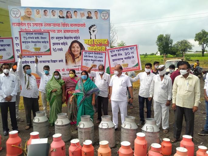 BJP's Mahaelgar agitation in Kopargaon for milk price hike; Wake up those who have fallen asleep; Appeal by Srehalta Kolhe | दूध दरवाढीसाठी कोपरगावात भाजपचे महाएल्गार आंदोलन; झोपी गेलेल्या जागे करा; स्रेहलता कोल्हे यांचे आवाहन BJP's Mahaelgar agitation in Kopargaon for milk price hike; Wake up those who have fallen asleep; Appeal by Srehalta Kolhe | दूध दरवाढीसाठी कोपरगावात भाजपचे महाएल्गार आंदोलन; झोपी गेलेल्या जागे करा; स्रेहलता कोल्हे यांचे आवाहन