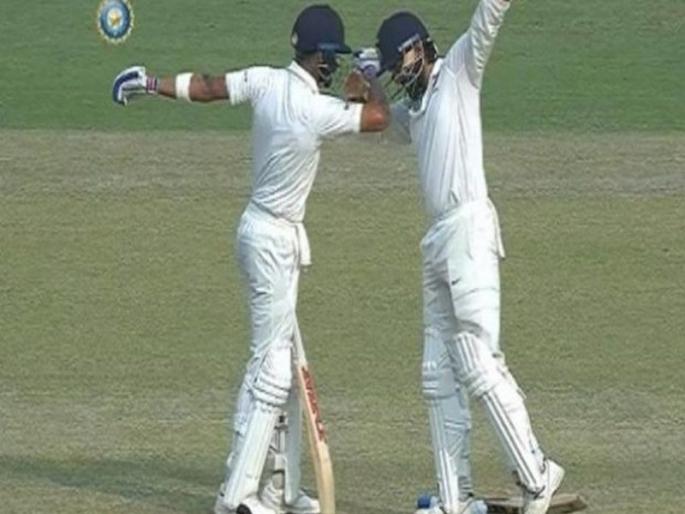 Virat Kohli and Murali Vijay's dance after century | शतक लगावल्यानंतर विराट कोहली आणि मुरली विजयचा डान्स