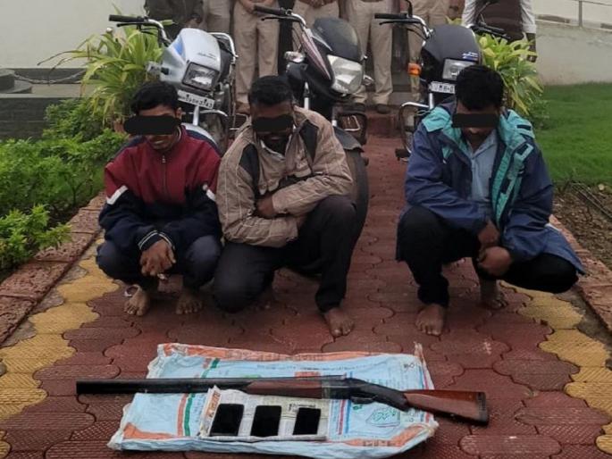 Gunfire on wild boar 3 poachers chased and caught by the forest department in Kolhapur | Kolhapur: रानडुकरावर बंदुकीचा बार, उंड्रीत ३ शिकाऱ्यांना वन विभागाने पाठलाग करून पकडले Gunfire on wild boar 3 poachers chased and caught by the forest department in Kolhapur | Kolhapur: रानडुकरावर बंदुकीचा बार, उंड्रीत ३ शिकाऱ्यांना वन विभागाने पाठलाग करून पकडले