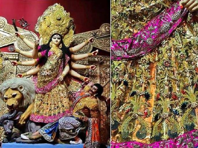 Durgamita will be wearing 22 kg gold sari, worth the price | दुर्गामातेला तब्बल 22 किलो सोन्याची साडी, किंमत वाचून व्हाल थक्क Durgamita will be wearing 22 kg gold sari, worth the price | दुर्गामातेला तब्बल 22 किलो सोन्याची साडी, किंमत वाचून व्हाल थक्क