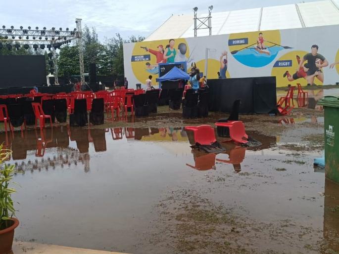 'Rain Game' at National Sports Competition; Situation under control goa | राष्ट्रीय क्रीडा स्पर्धेत 'पावसाचा खेळ'; परिस्थिती नियंत्रणात 'Rain Game' at National Sports Competition; Situation under control goa | राष्ट्रीय क्रीडा स्पर्धेत 'पावसाचा खेळ'; परिस्थिती नियंत्रणात