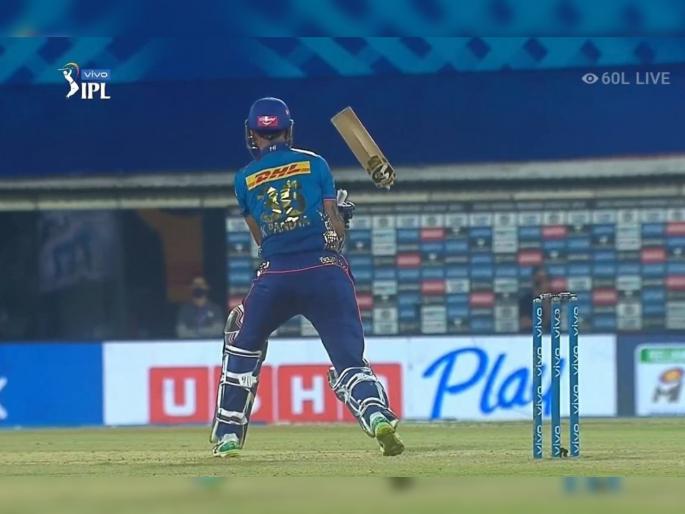 IPL 2021 Mi vs RCB Live T20 Score : Breaking bat, the Kyle Jamieson way, Krunal Pandya Bat Break, Watch video | IPL 2021 : MI vs RCB T20 Live : बाबो!, १५ कोटींच्या कायले जेमिन्सनच्या वेगानं कृणाल पांड्याच्या बॅटीचे दोन तुकडे, Video