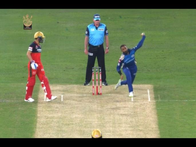 MI vs RCB Latest News : Oh hello Kedar Krunal Malinga, Variation in the run-up, A round-arm action, A little one that will do Malinga proud, Video | MI vs RCB Latest News : केदार, मलिंगा की कृणाल; MI गोलंदाजाच्या अतरंगी चेंडूचीच चर्चा, पाहा Video