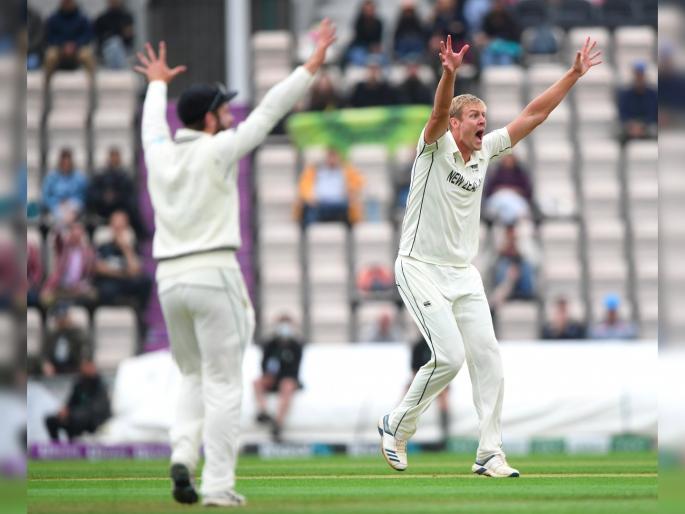 WTC final 2021 Ind vs NZ Test : Five-wicket haul for young Kyle Jamieson, Indian innings end with just 217 | WTC Final 2021 IND vs NZ : टीम इंडियाचा डाव आटोपला, तिसऱ्या दिवशी 71 धावांत गमावल्या 7 विकेट्स; 6.8 फुटाच्या गोलंदाजासमोर टेकले गुडघे