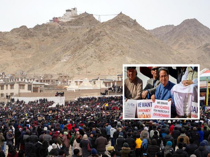 Why did peaceful and beautiful Ladakh burn? Here are 4 demands of the protesters along with the full state | शांत, सुंदर लडाख का पेटलं? पूर्ण राज्याच्या दर्जासह आंदोलकांच्या या आहेत ४ प्रमुख मागण्या Why did peaceful and beautiful Ladakh burn? Here are 4 demands of the protesters along with the full state | शांत, सुंदर लडाख का पेटलं? पूर्ण राज्याच्या दर्जासह आंदोलकांच्या या आहेत ४ प्रमुख मागण्या
