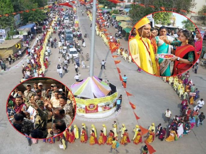 127 couples ties knot in gadchiroli including 8 surrendered naxalite couple by the Initiative of police force, Maitree Parivar Sanstha | बँड, बाजा जोरात.. दोन किलोमीटरची वरात.. १२७ जोडप्यांच्या जुळल्या रेशीमगाठी 127 couples ties knot in gadchiroli including 8 surrendered naxalite couple by the Initiative of police force, Maitree Parivar Sanstha | बँड, बाजा जोरात.. दोन किलोमीटरची वरात.. १२७ जोडप्यांच्या जुळल्या रेशीमगाठी