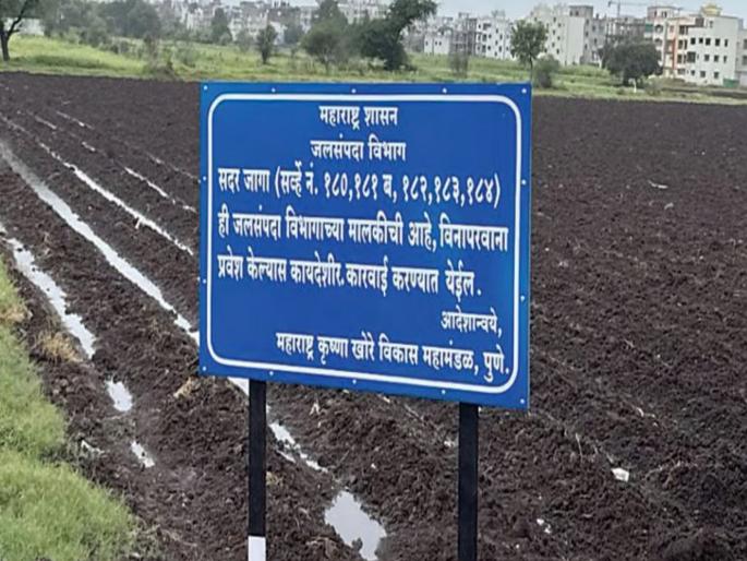 pune news Manjri land case Ownership sign installed on the land; 'that' 154 acres of land in Manjri finally in the possession of 'Jalsampada' | Manjri land case: मांजरीतील ‘ती’ १५४ एकर जमीन अखेर ‘जलसंपदा’च्या ताब्यात pune news Manjri land case Ownership sign installed on the land; 'that' 154 acres of land in Manjri finally in the possession of 'Jalsampada' | Manjri land case: मांजरीतील ‘ती’ १५४ एकर जमीन अखेर ‘जलसंपदा’च्या ताब्यात