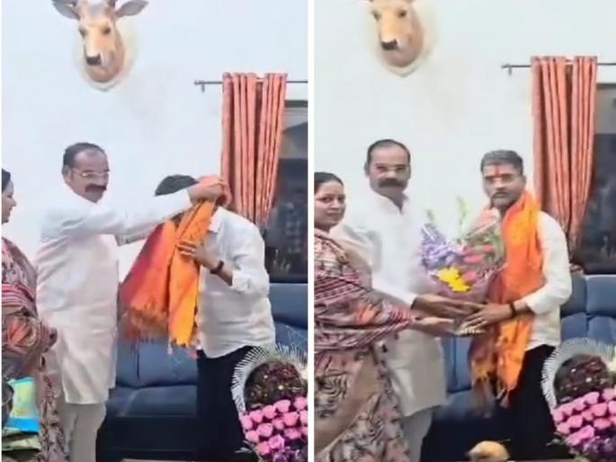 MP Nilesh Lanka visits notorious gangster Gaja Marne; Shal Shrifal and felicitation accepted.. | खासदार निलेश लंके कुख्यात गुंड गजा मारणेच्या भेटीला; शाल श्रीफळ अन् सत्कार स्वीकारला.. MP Nilesh Lanka visits notorious gangster Gaja Marne; Shal Shrifal and felicitation accepted.. | खासदार निलेश लंके कुख्यात गुंड गजा मारणेच्या भेटीला; शाल श्रीफळ अन् सत्कार स्वीकारला..