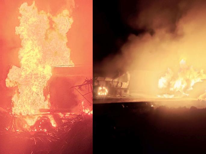 Diesel tanker catches fire after accident near Bhatangali; Incidents in Latur district | भातांगळीनजीक अपघातानंतर डिझेल टँकर पेटला; लातूर जिल्ह्यातील घटना Diesel tanker catches fire after accident near Bhatangali; Incidents in Latur district | भातांगळीनजीक अपघातानंतर डिझेल टँकर पेटला; लातूर जिल्ह्यातील घटना