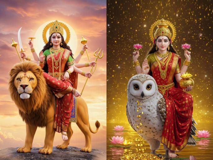 Navratri 2025: Why is Goddess' vehicle a lion and Lakshmi's an owl? There is an important reason behind it! | Navratri 2025: देवीचे वाहन सिंह आणि लक्ष्मीचे घुबड का? त्यामागे आहे महत्त्वपूर्ण कारण!